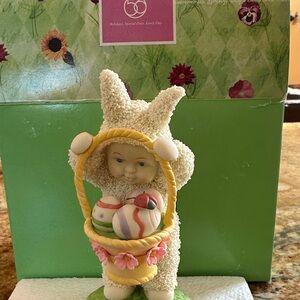 Adorable Snowbunny Figurine with Easter Basket